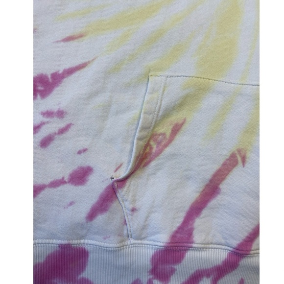 Daydreamer LA Oversized Pink Yellow Tie Die Long Sleeve Hoodie - Medium - Picture 7 of 10
